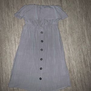 Grey strapless button dress